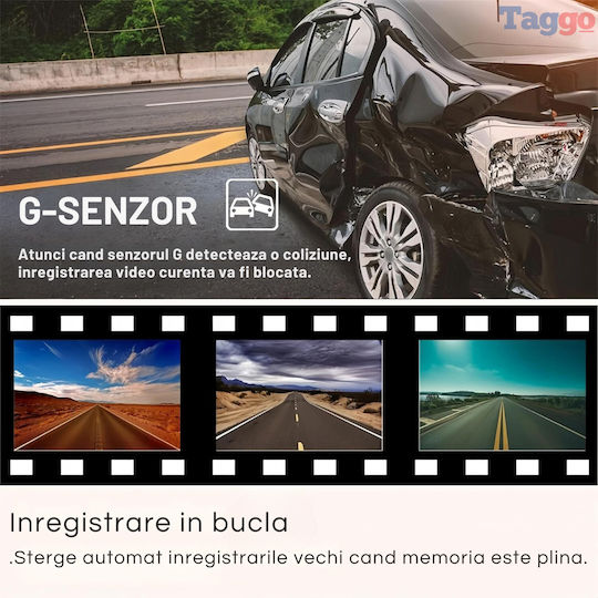 Taggo Σετ Κάμερα DVR Αυτοκινήτου 4K με Οθόνη 2" Wi-Fi, GPS & Κάμερα Οπισθοπορείας