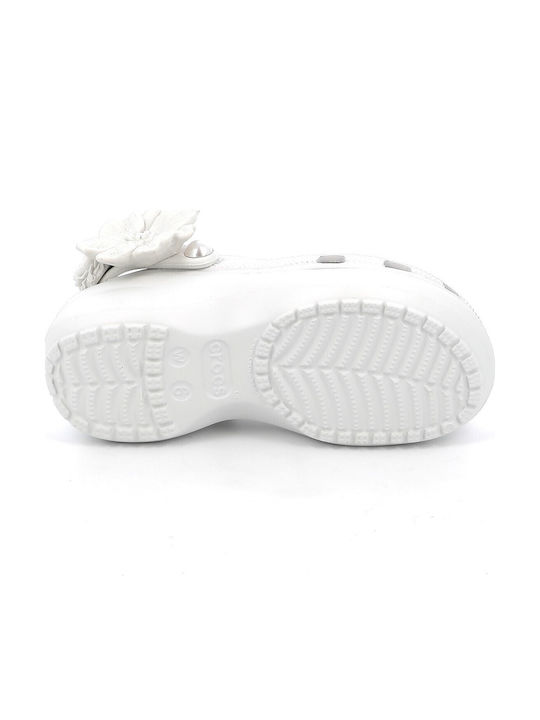 Crocs Classic Bouquet Γυναικεία Σαμπό Λευκά