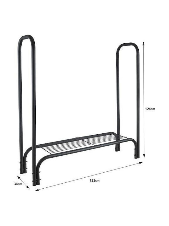 Home & Camp Metallic Firewood Shelf 122x34x124cm Black