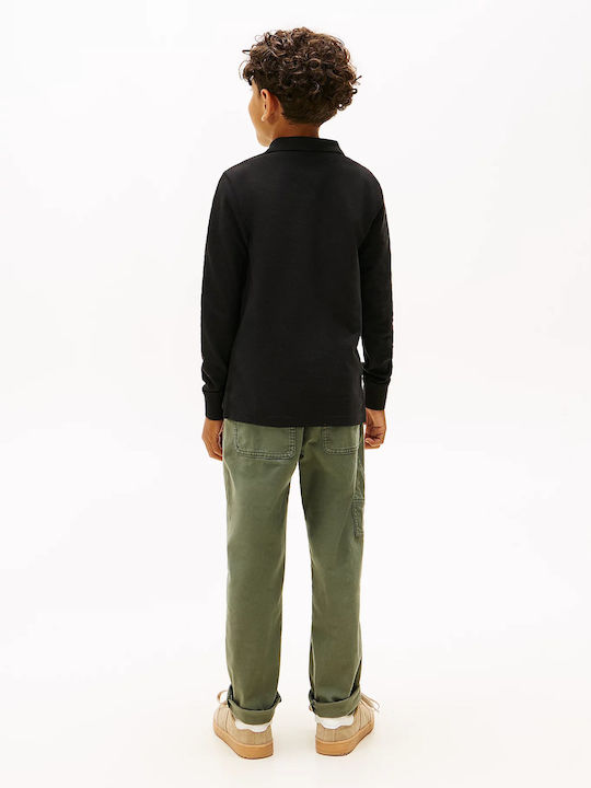 Kids' Polo Long Sleeve Black Tommy