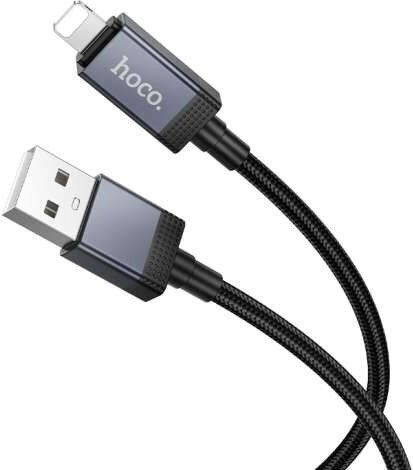Hoco X118 Braided / LED USB-A to Lightning Cable 12W Μαύρο 1m
