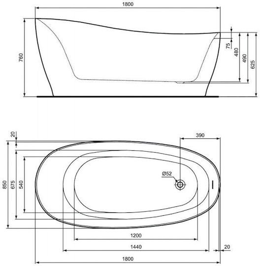 Ideal Standard Badewanne Acryl 180x80cm