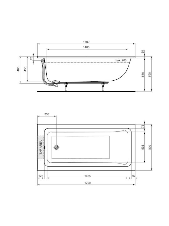 Ideal Standard Badewanne Acryl 170x80cm