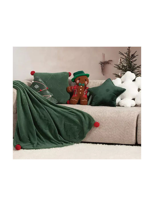 Nef-Nef Homeware Christmas Decorative Pillow Trees Square Green 45x45cm