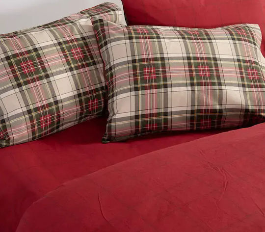 Nef-Nef Homeware Noel Σετ Σεντόνια Μονά Φανελένια 160x260εκ. Red, Grey (3τμχ)