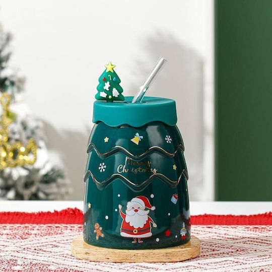 ecarla Ornament de masă de Crăciun Cană De sticlă Verde