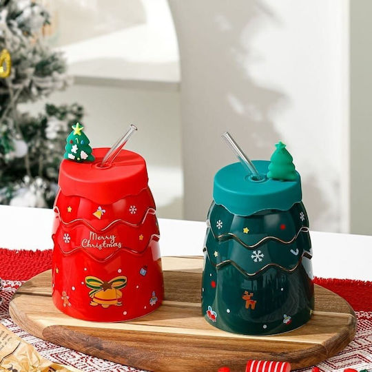 ecarla Ornament de masă de Crăciun Cană De sticlă Verde