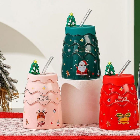 ecarla Ornament de masă de Crăciun Cană De sticlă Verde