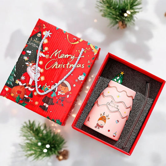 ecarla Ornament de masă de Crăciun Cană De sticlă Roz