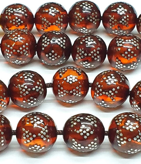 Roloi Komboloi Mastic Worry Beads with 33 Beads Honey 29cm