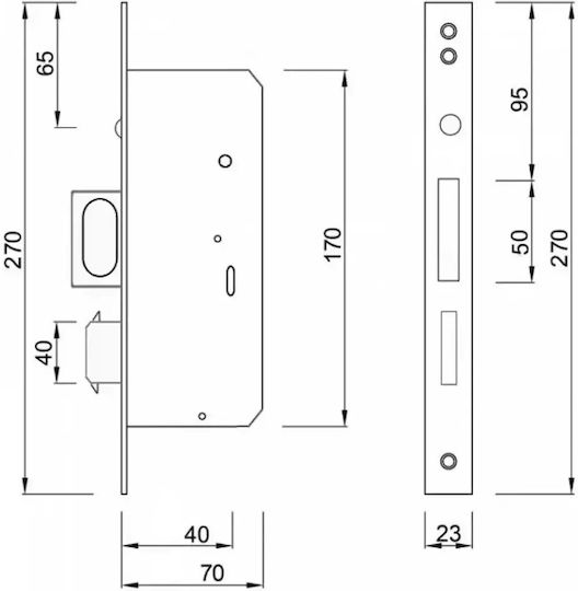 Halz 850 Sliding Door Lock Double Hook 40mm Gold