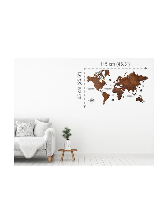 Woodmymap Handmade Wall Decor Made of Wood 115x65cm