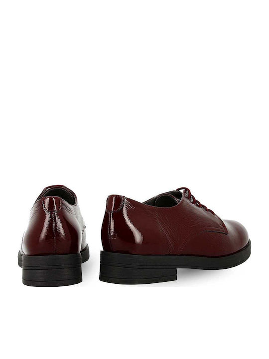 Leder Damen Oxfords in Burgundisch Farbe
