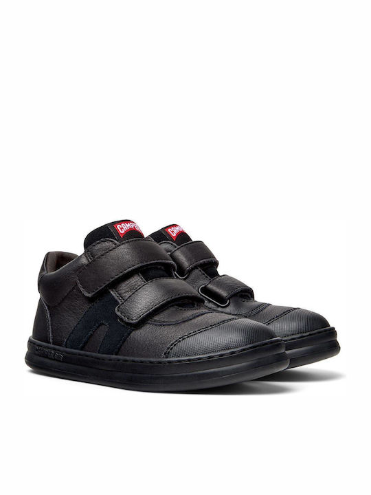 Runner Lederne Kinderstiefeletten mit Klettverschluss Schwarz