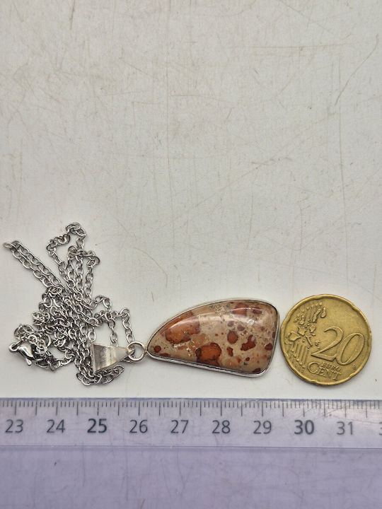 Ersatz Silber Halskette Jaspe Leoparden Stärke & Gleichgewicht – Stahlkette 25 cm