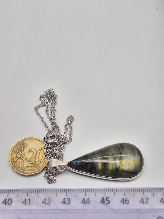 Silver Plated Labradorite Necklace Creativity & Protection – Steel Chain 25 Cm