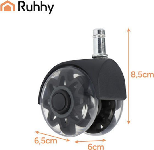 Ruhhy Caster For Office Chair Metallic 5 Pieces 1.1x2.2cm Black