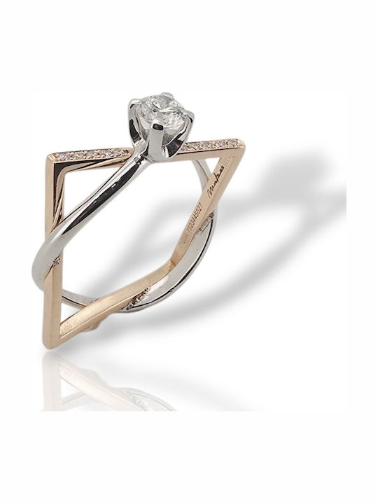 Mentzos Ring with Diamond made of White gold 18K