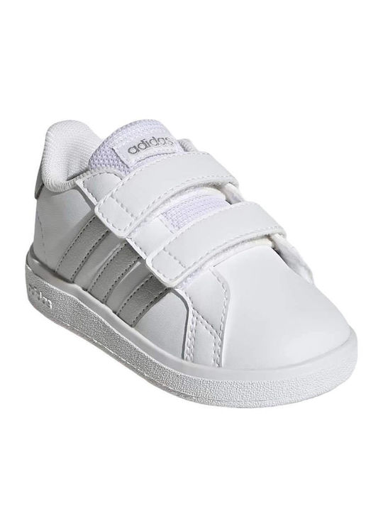 Grand Court 2.0 CF I Kids Sneakers with Hoop & Loop Closure Cloud White / Matte Silver