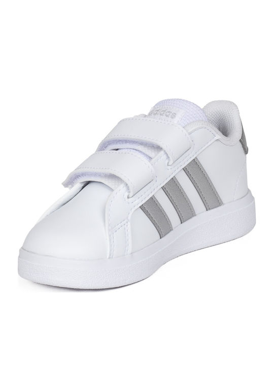 Grand Court 2.0 CF I Kids Sneakers with Hoop & Loop Closure Cloud White / Matte Silver