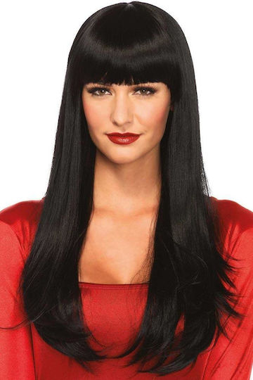 Leg Avenue Long Ladies Wig with Fringe Smooth Perucă Neagră
