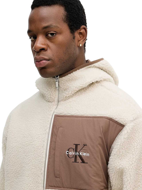 Men's Fleece Hoodie Jacket Beige