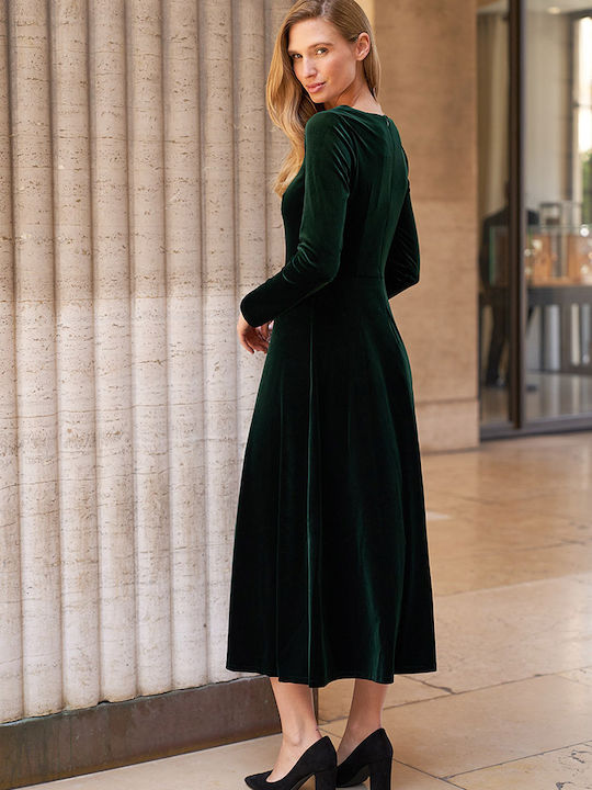 Midi Abendkleid Samt Emerald