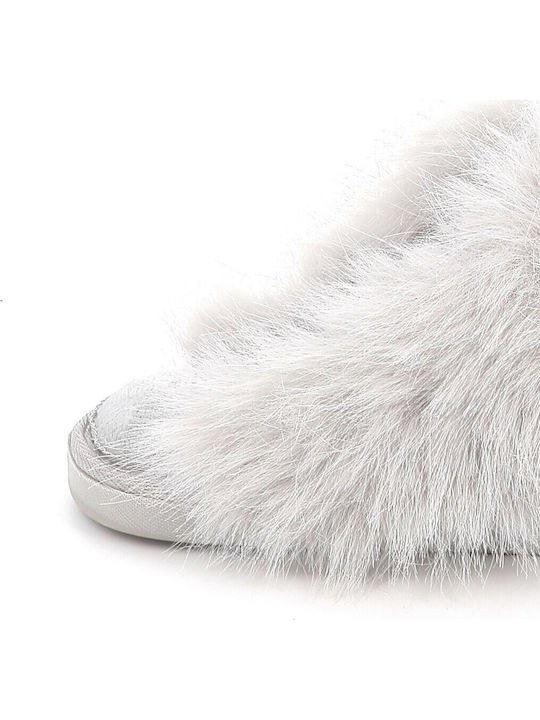 Winter Women's Slippers with Fur Gray