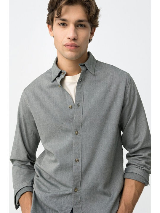 Long-sleeved Cotton Shirt Gray
