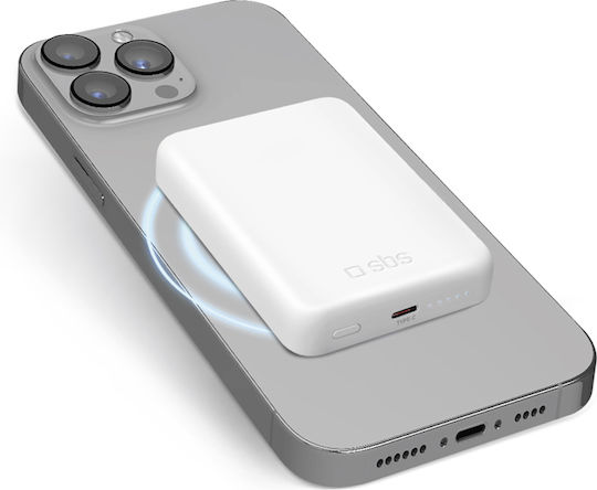 SBS Power Bank 5000mAh με Θύρα USB-C Λευκό