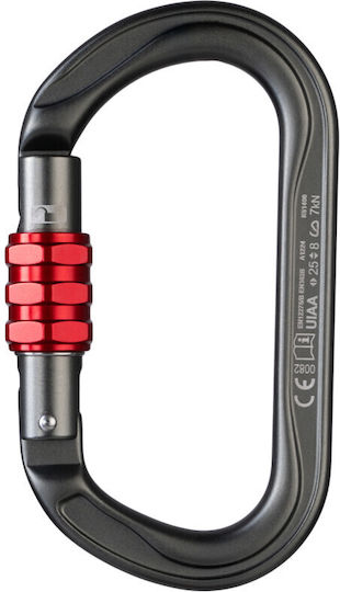 Fixe Oliba Screw Lock Anthracite Red Carabiner Ασφαλειας