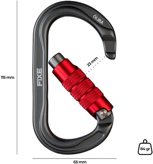 Fixe Oliba Twist Lock Carabină de Siguranță Antracit Roșu