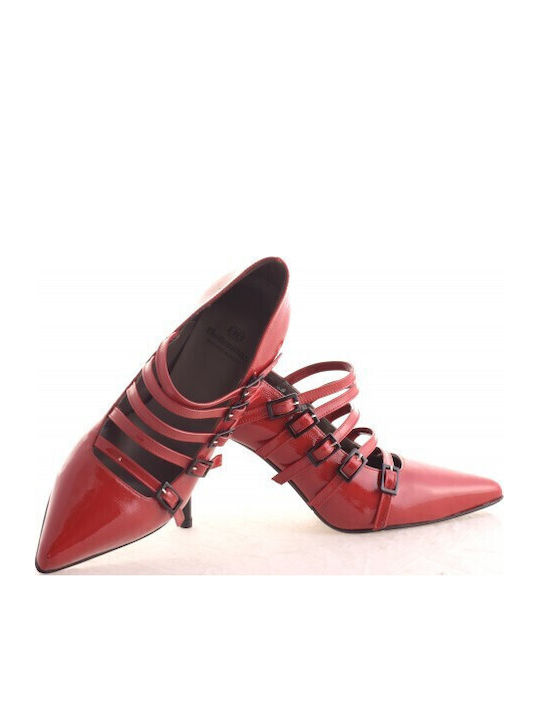 Leder Pumps mit hohem Absatz Rot