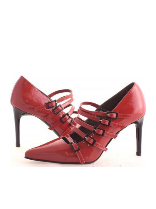 Leder Pumps mit hohem Absatz Rot
