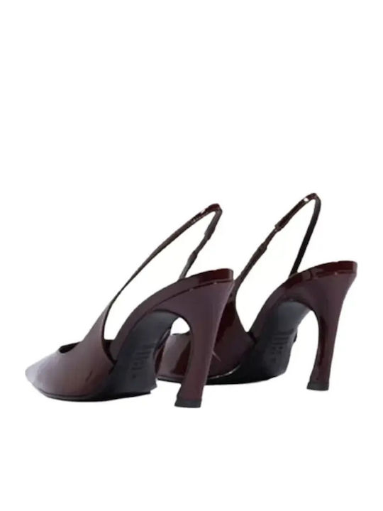 Leder Pumps mit hohem Absatz Burgundisch