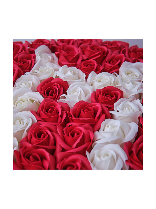 Aranjament Floral Etern Personalizat Litera M În Cutie Rotundă Neagră 55 Trandafiri Săpun