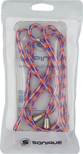 Silicone Case With Lanyard Sonique Armor Clear Motorola Moto G56 5g Rainbow Coral