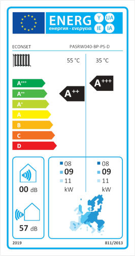 Econset Greentherm Топлопомпа 14кВт Едната фаза 75°C Моноблок