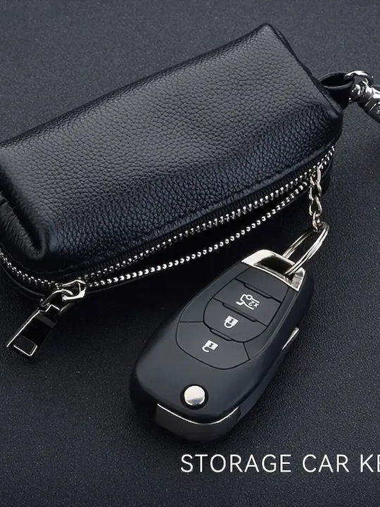 Gp & Max 355 Leder Schlüsselhülle Reißverschluss Brieftasche Schwarz