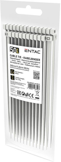 Entac Cable Ties Plastic 300mm x 4.8mm in White Colour (50 pcs) (ECT-4.8-300-W)