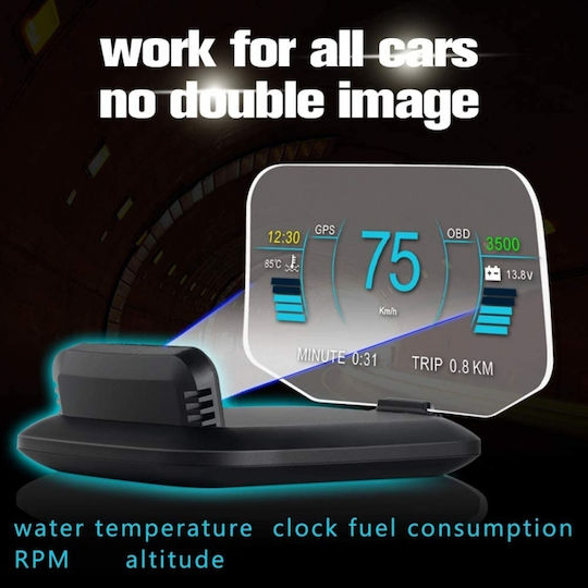 Pyramid Instrument digital Head Up Display, OBD2 și Temperatura apei Pentru mașină 55mm pentru montare pe Tabloul de bord