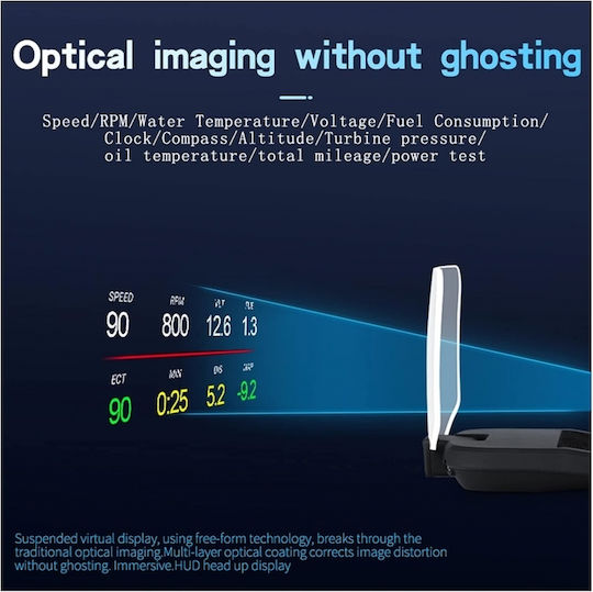 Pyramid Instrument digital Head Up Display, OBD2, Contor RPM, Temperatura apei și Turometru Pentru mașină pentru montare pe Tabloul de bord