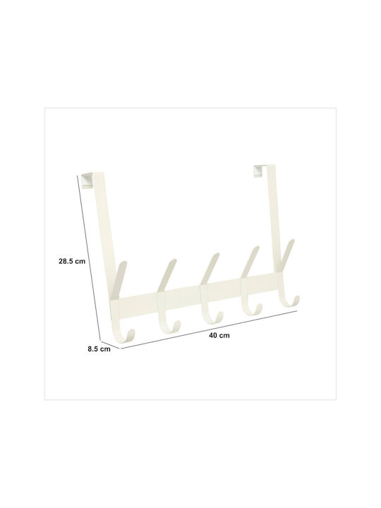 5Five Άγκιστρο Μπάνιου 5 Θέσεων με Βίδες ​40x8.5cm Ασημί