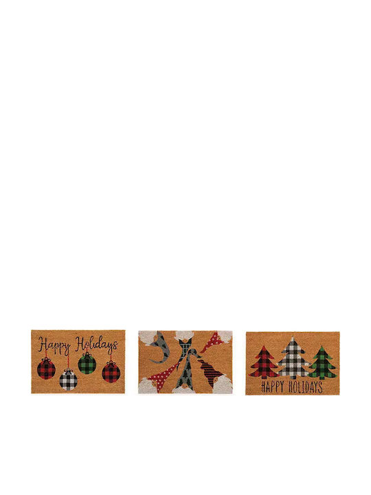 Nef-Nef Homeware Entrance Mat made of Coir with Anti-slip Backing Trees Of Joy Beige 40x60cm