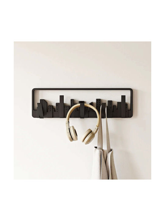 Umbra Wall Hanger Skyline Plastic 5 Hooks Black 50x3x15cm