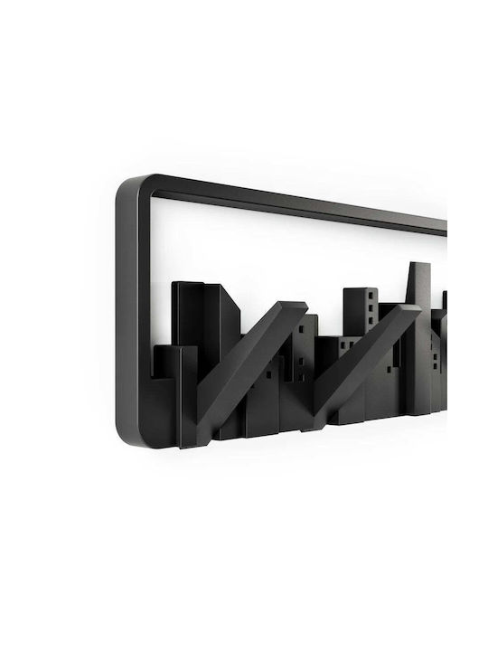 Umbra Wall Hanger Skyline Plastic 5 Hooks Black 50x3x15cm