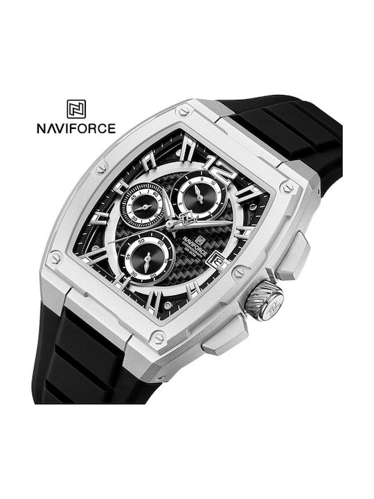 Naviforce Ceas Bărbați 13mm Cronograf Baterie Cu Curea Neagră Din Cauciuc