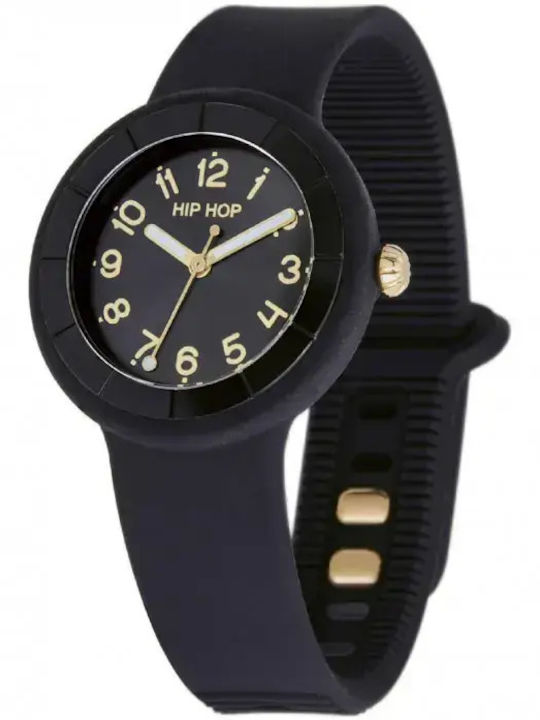 HipHop Women's Watch with Black Rubber Strap