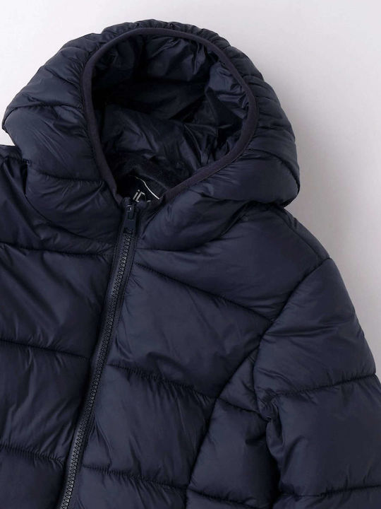Padded Kids Casual Long Navy Blue Jacket