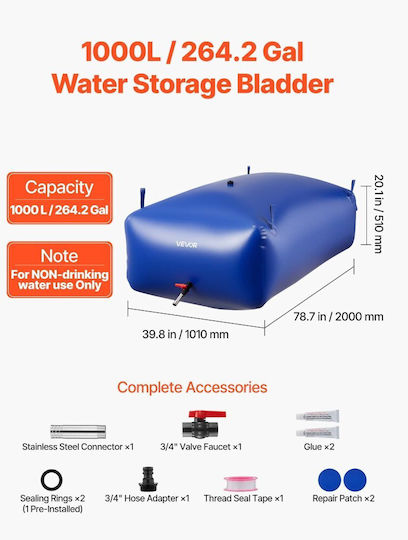 Vevor Tank für Wasser / Benzin Zylindrisch Vertikal 1000Es